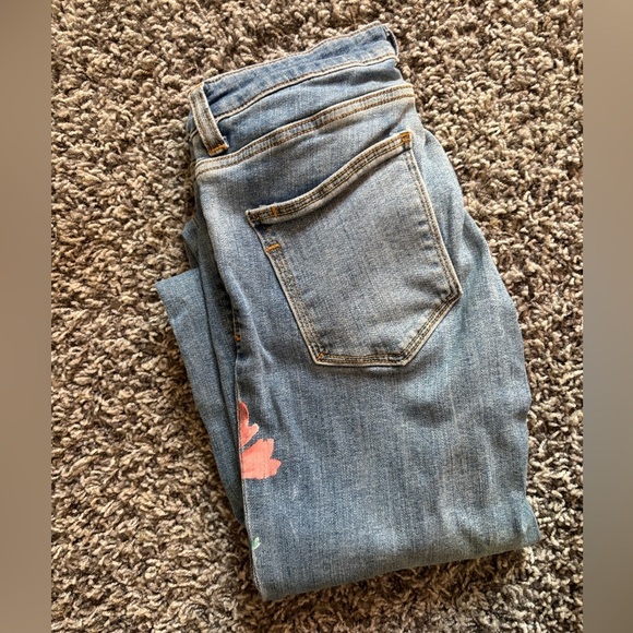 Zara Blue Skinny Jeans with Floral Design - Picture 8 of 8